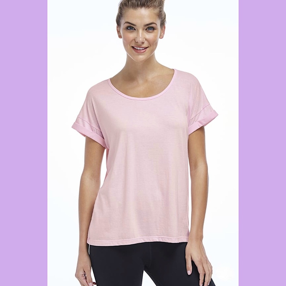 Fabletics Light Pink Athletic Short Sleeve T-shirt